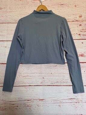 Lululemon All Aligned Mock Neck Long Sleeve Shirt in Chambray Blue Sz 10